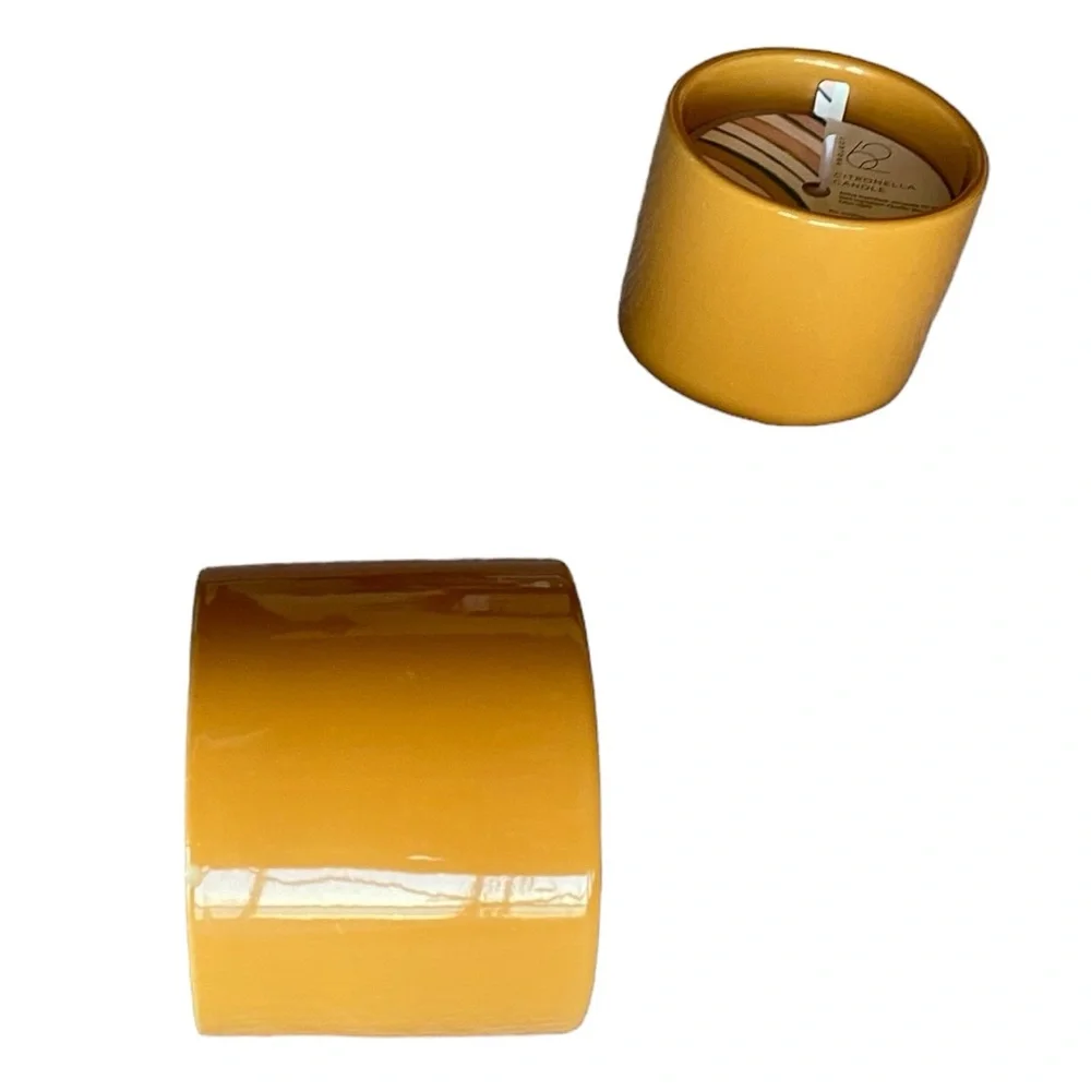 Two Beautiful Citronella Scented Gold Ceramic Candles. Great Condition!